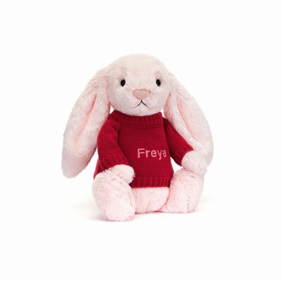 Jellycat Bashful Pink Konijn with Red Jumper | KS7021349